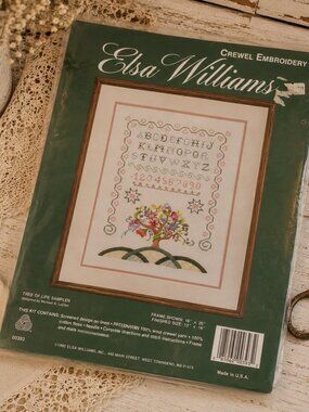 Vintage 1992 Elsa Williams Tree of Life Sampler Crewel Embroidery Kit #00393